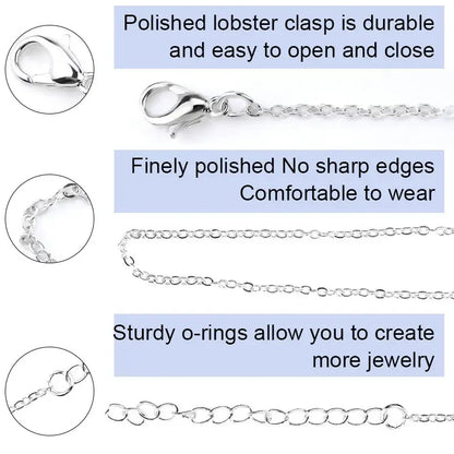 Link Cable Chain, 10 Lobster Clasps & 20 Jump Rings Set