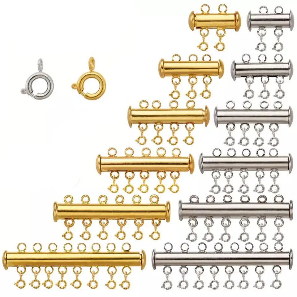 Multi-row Chain Connector with Spring Ring Clasp (2 pcs)