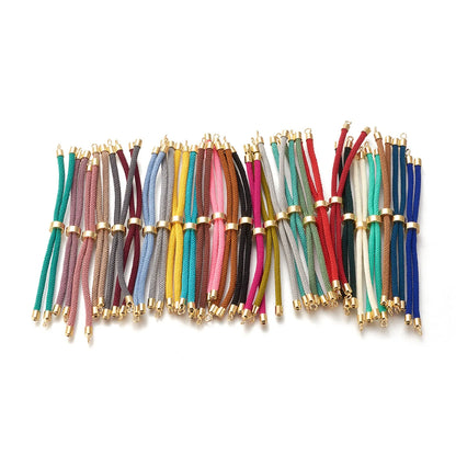 Nylon Twisted Sliders Bracelets with Brass Findings