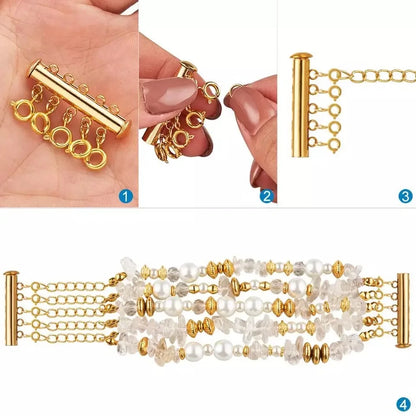 Multi-row Chain Connector with Spring Ring Clasp (2 pcs)